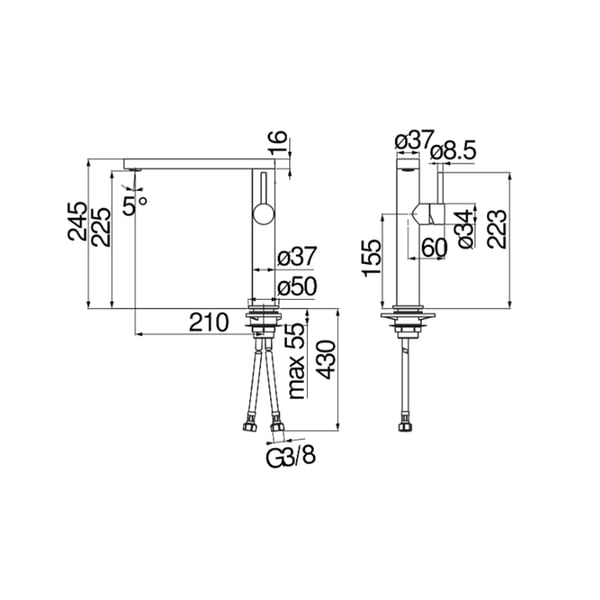 Μπαταρία νεροχύτη Match Chrome-Black